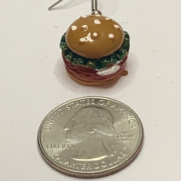 Hamburger Earring, Burger Earring, Gift Idea, Silly Earring, Funny Food Earring - Picture 5 of 5
